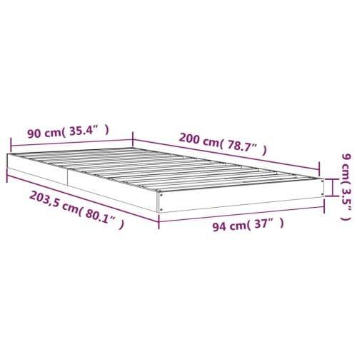 Okvir za krevet 90 x 200 cm od masivne borovine - Prirodna 90 x 200 cm Cijena