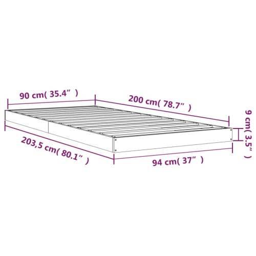 Okvir za krevet boja meda 90 x 200 cm od masivne borovine Cijena