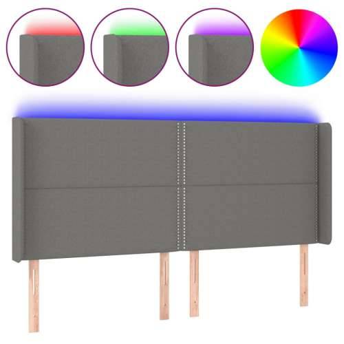 LED uzglavlje tamnosivo 163 x 16 x 118/128 cm od tkanine - Tamno siva 163 x 16 x 118/128 cm 1 Cijena
