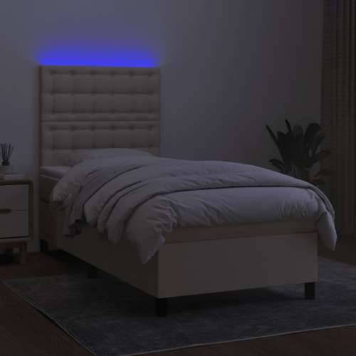 Krevet box spring s madracem LED krem 80 x 200 cm od tkanine - Krema 80 x 200 cm gumbi Cijena