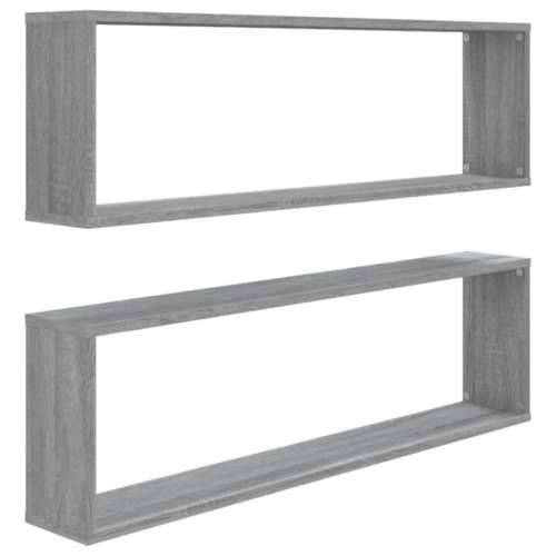 Kockaste zidne police 2 kom boja hrasta 100 x 15 x 30 cm drvene - Sivi hrast sonoma 2 1 Cijena