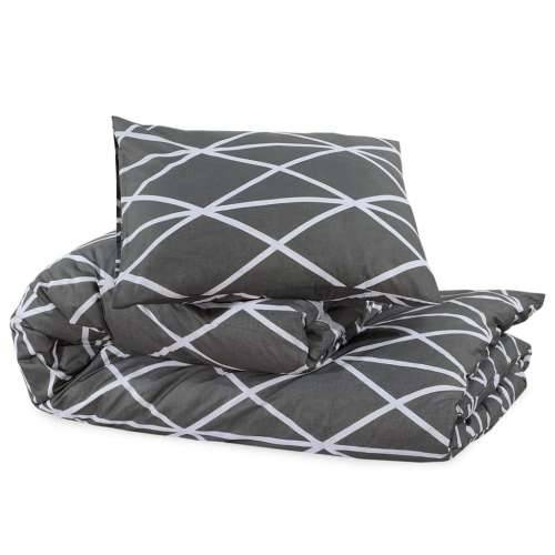 Set posteljine za poplun sivi 140 x 200 cm pamučni - tamnosiva i bijela 140 x 200 cm + 50 x 75 cm 1 Cijena
