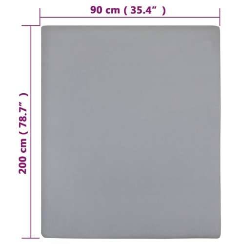 Plahta s gumicom od žerseja siva 90 x 200 cm pamučna - Siva 90 x 200 cm 1 Cijena