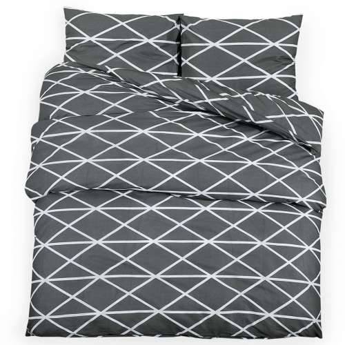 Set posteljine za poplun sivi 140 x 200 cm pamučni200x200  - tamnosiva i bijela 200 x 200 cm + 80 x 80 cm 1 Cijena