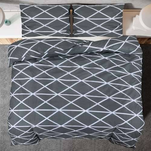 Set posteljine za poplun sivi 140 x 200 cm pamučni200x200  - tamnosiva i bijela 200 x 200 cm + 80 x 80 cm 1 Cijena