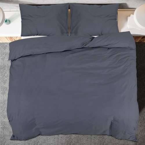 Set posteljine za poplun antracit 240x220 cm pamučni - Antracit 240 x 220 cm + 60 x 70 cm 1 Cijena