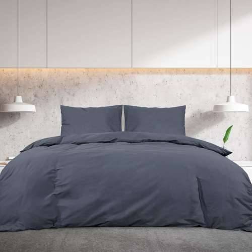 Set posteljine za poplun antracit 200x200 cm pamučni - Antracit 200 x 200 cm + 65 x 65 cm 1 Cijena