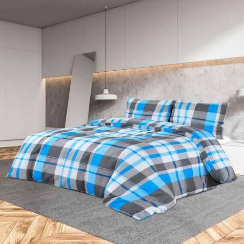 Set posteljine za poplun plavo-sivi 140x200 cm pamučni - plava i siva 140 x 200 cm + 50 x 75 cm 1 Cijena