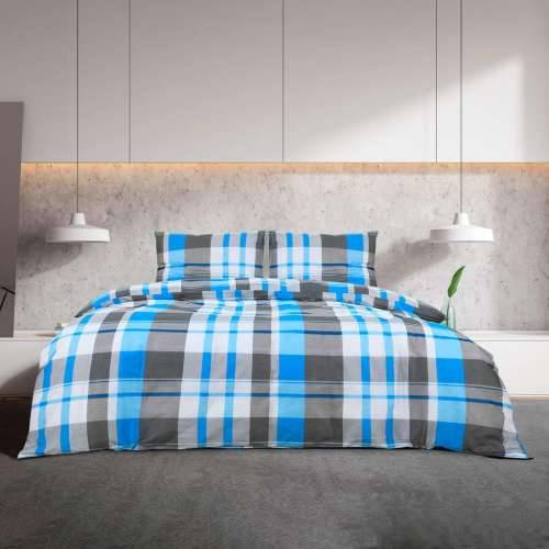 Set posteljine za poplun plavo-sivi 140x200 cm pamučni - plava i siva 140 x 200 cm + 50 x 75 cm 1 Cijena