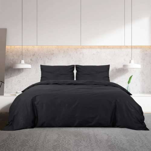Set posteljine za poplun crni 135 x 200 cm pamučni - Crna 155 x 220 cm + 80 x 80 cm 1 Cijena