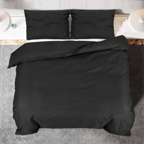 Set posteljine za poplun crni 135 x 200 cm pamučni - Crna 155 x 220 cm + 80 x 80 cm 1 Cijena