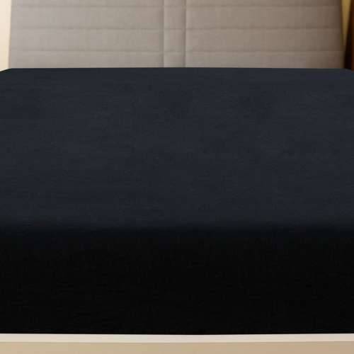 Plahta s gumicom od žerseja crna 140x200 cm pamučna - Crna 140 x 200 cm 1 Cijena