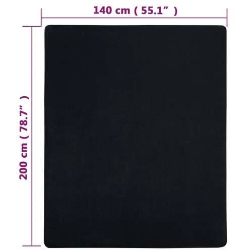 Plahta s gumicom od žerseja crna 140x200 cm pamučna - Crna 140 x 200 cm 1 Cijena