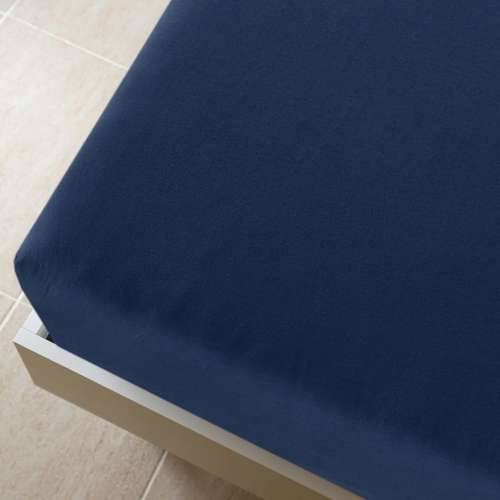 Plahta s gumicom od žerseja modra 180x200 cm pamučna - Modra 180 x 200 cm 1 Cijena