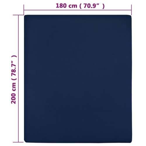 Plahta s gumicom od žerseja modra 180x200 cm pamučna - Modra 180 x 200 cm 1 Cijena