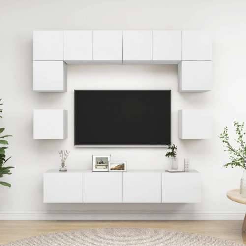 8-dijelni set TV ormarića bijeli od konstruiranog drva - Bijela 1 80 cm Cijena