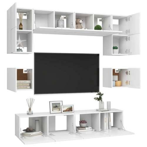 8-dijelni set TV ormarića bijeli od konstruiranog drva - Bijela 1 80 cm Cijena
