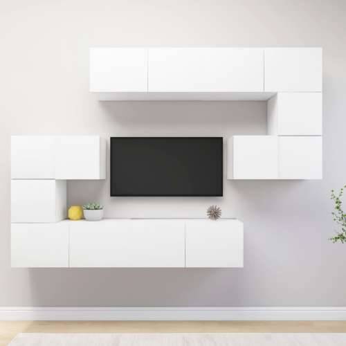 8-dijelni set TV ormarića bijeli od konstruiranog drva - Bijela 8 80 cm Cijena