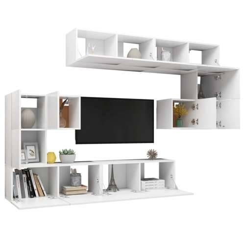 8-dijelni set TV ormarića bijeli od konstruiranog drva - Bijela 8 80 cm Cijena