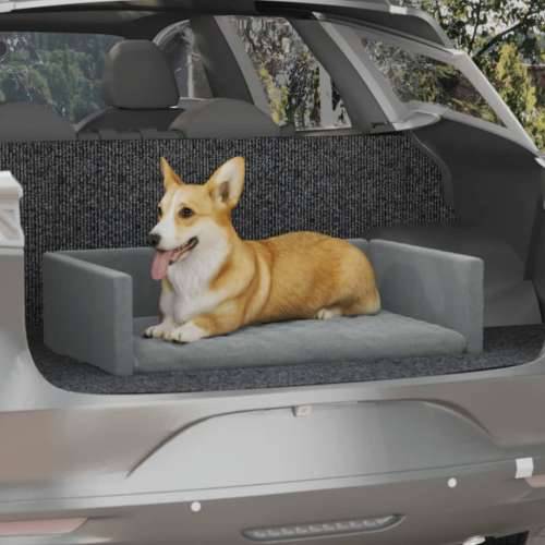 Krevet za pse za prtljažnik svjetlosivi 70x45 cm izgled platna