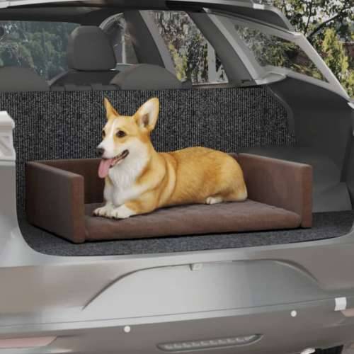 Krevet za pse za prtljažnik smeđi 70x45 cm s izgledom platna
