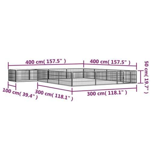 Ograda za pse s 16 panela crna 100 x 50 cm čelik obložen prahom Cijena