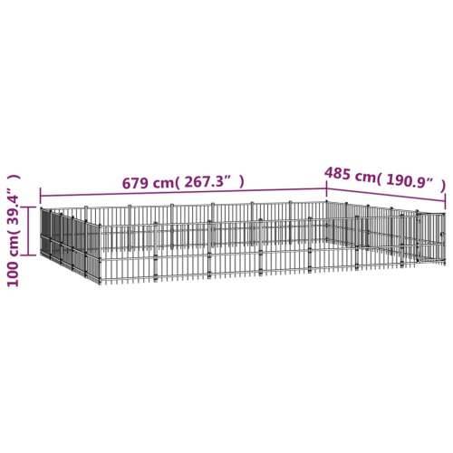 Vanjski kavez za pse čelični 32,93 m² Cijena