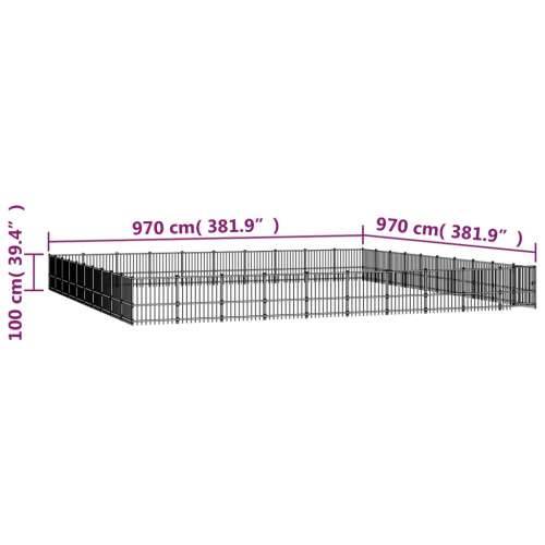 Vanjski kavez za pse čelični 94,09 m² Cijena