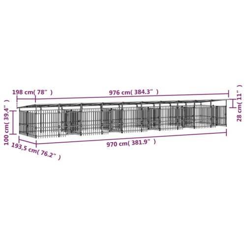 Vanjski kavez za pse s krovom čelični 18,77 m² - 976 x 198 x 128 cm 1 Cijena