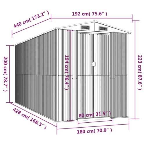 Vrtno spremište tamnosmeđe 192x440x223 cm pocinčani čelik Cijena