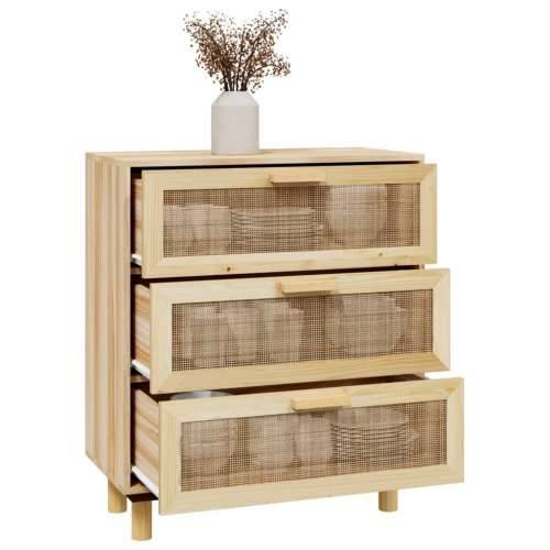 Komoda smeđa 60 x 30 x 70 cm masivna borovina i prirodni ratan - Smeđa 1 Cijena