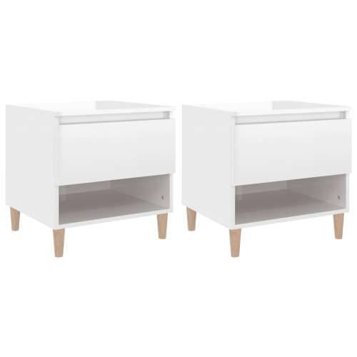 Noćni ormarići 2 kom sjajni bijeli 50x46x50cm konstruirano drvo - Visoko sjajno bijela 2 Cijena