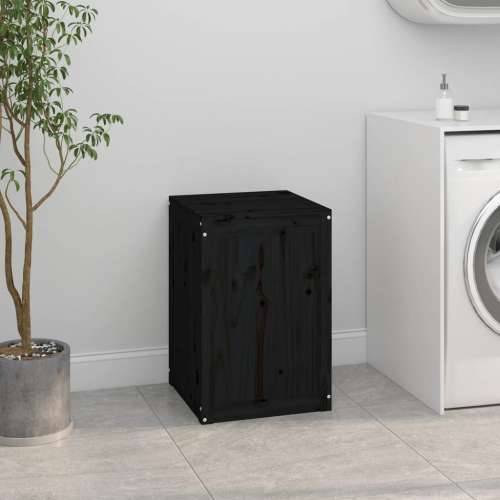 Kutija za rublje crna 44x44x66 cm od masivne borovine - Crna 44 x 44 x 66 cm 1 Cijena