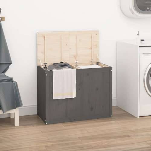 Kutija za rublje siva 88,5x44x66 cm od masivne borovine - Siva 88.5 x 44 x 66 cm 1 Cijena