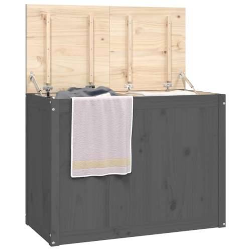Kutija za rublje siva 88,5x44x66 cm od masivne borovine - Siva 88.5 x 44 x 66 cm 1 Cijena
