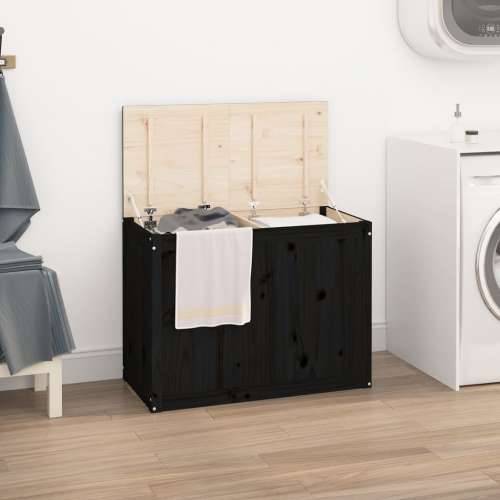 Kutija za rublje crna 88,5x44x66 cm od masivne borovine - Crna 88.5 x 44 x 66 cm 1 Cijena