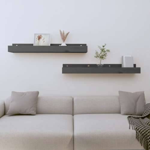 Zidne police 2 kom sive 80x12x9 cm od masivne borovine - Siva 80 x 12 x 9 cm 1 Cijena