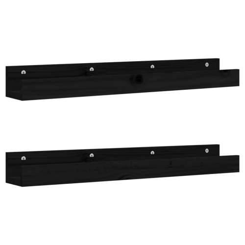 Zidne police 2 kom crne 80x12x9 cm od masivne borovine - Crna 80 x 12 x 9 cm 1 Cijena