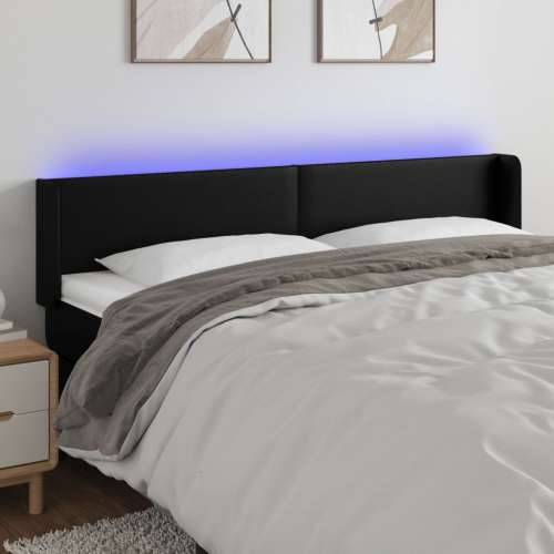LED uzglavlje crno 203x16x78/88 cm od umjetne kože - Crna 203 x 16 x 78/88 cm 1 Cijena