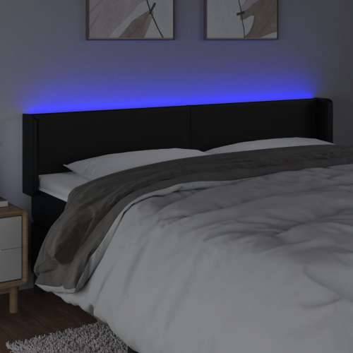 LED uzglavlje crno 203x16x78/88 cm od umjetne kože - Crna 203 x 16 x 78/88 cm 1 Cijena