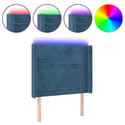 LED uzglavlje tamnoplavo 83x16x118/128 cm baršunasto - Tamno plava 83 x 16 x 118/128 cm 1 Cijena