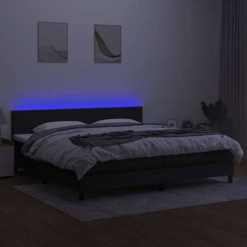 Krevet box spring s madracem LED crni 200x200 cm od tkanine - Crna 200 x 200 cm Gladak dizajn Cijena
