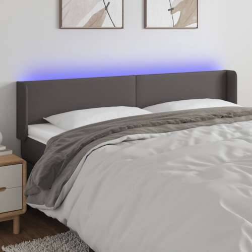 LED uzglavlje sivo 183x16x78/88 cm umjetna koža - Siva 183 x 16 x 78/88 cm 1 Cijena