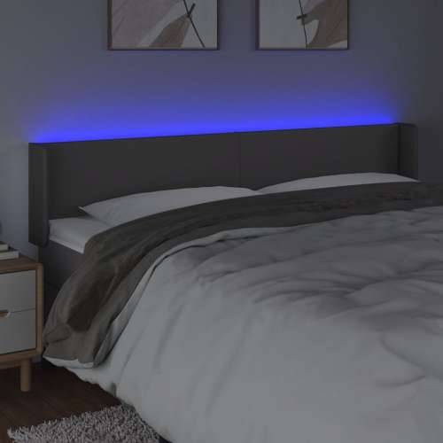 LED uzglavlje sivo 183x16x78/88 cm umjetna koža - Siva 183 x 16 x 78/88 cm 1 Cijena
