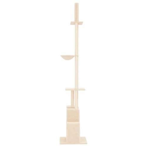 Penjalica za mačke - Kuća za mačke - Grebalica od poda do stropa krem 250,5 - 276,5 cm - Krema Cijena