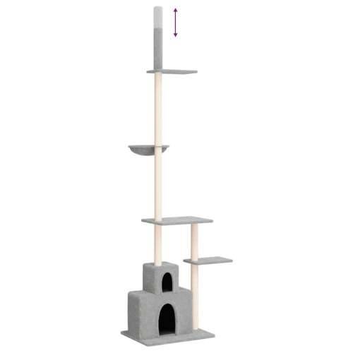 Penjalica za mačke - Kuća za mačke - Grebalica od poda do stropa svjetlosiva 250,5-276,5 cm - Svjetlosiva Cijena