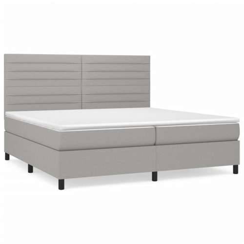 Krevet s oprugama i madracem svjetlosivi 200 x 200cm od tkanine - Svjetlosiva 200 x 200 cm vodoravne pruge Cijena
