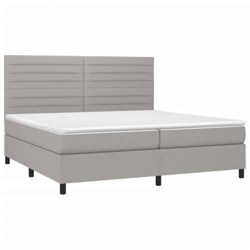 Krevet s oprugama i madracem svjetlosivi 200 x 200cm od tkanine - Svjetlosiva 200 x 200 cm vodoravne pruge Cijena