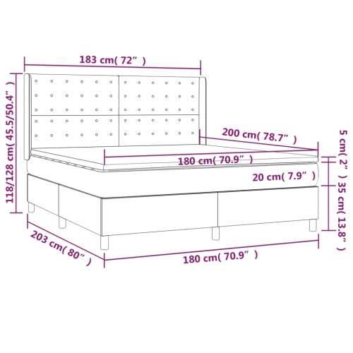 Krevet box spring s madracem LED krem 180x200 cm od tkanine - Krema 180 x 200 cm gumbi Cijena