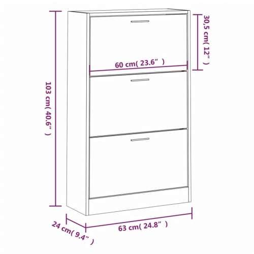 Ormarić za cipele boja hrasta 63x24x103 cm konstruirano drvo - Smeđi hrast 1 103 cm 63 cm Cijena